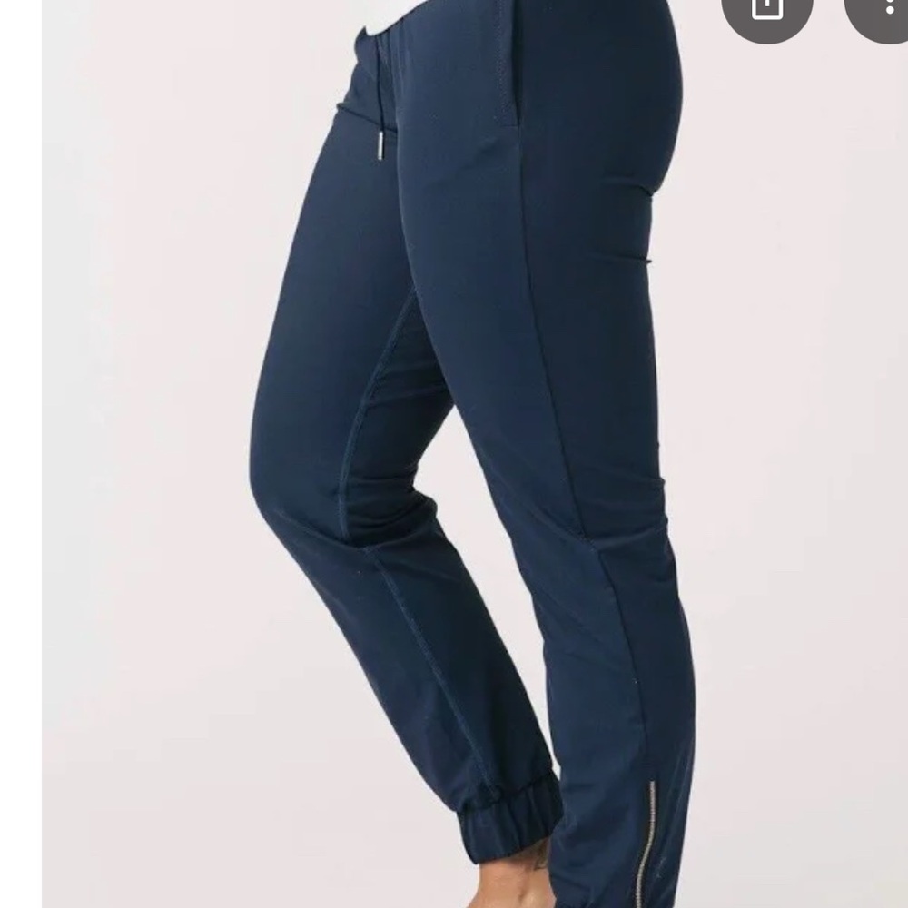 Navy Jogger Pants with Zipper Detail